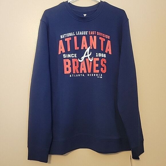 Fanatics Atlanta Braves Sweater Adult Large Blue Pullover‎ Sweatshirt NEW - Picture 2 of 11